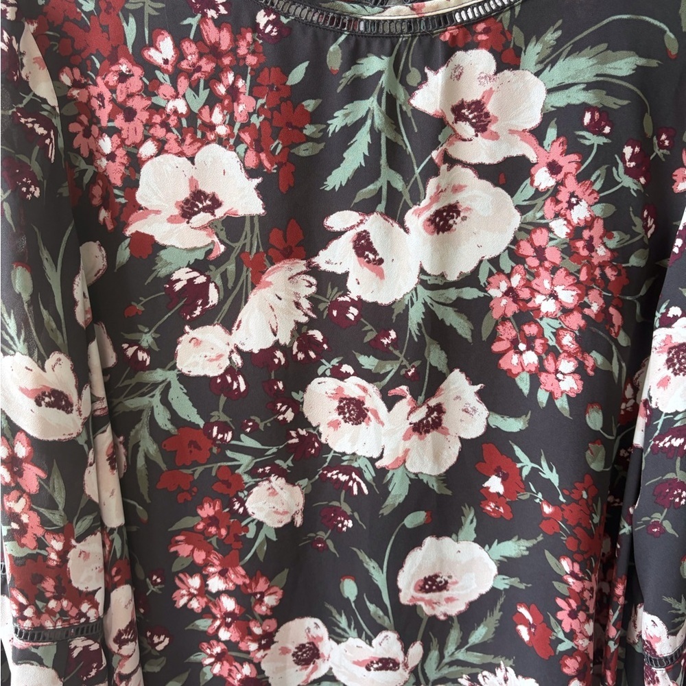 Loft Floral Bell Long Sleeve Boho Cottagecore Office Brunch Size L‎ Feminine - Picture 8 of 11
